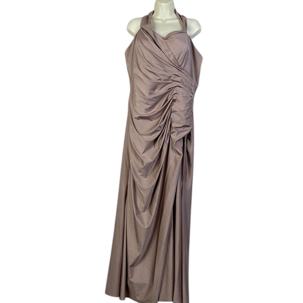Juliet Embellished Pleated Long Party Dress Mother of the Bride Back less Brown